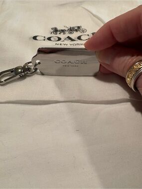 Coach Silver-tone Logo Key Tag